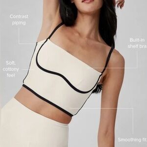 Alo Yoga Top Airbrush Streamlined Bra Tank - Ivory/Black